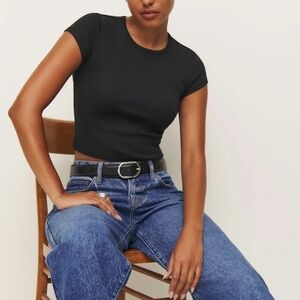 Reformation Black Muse Tee, size M